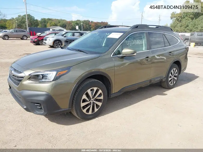 2022 SUBARU OUTBACK VIN 4S4BTADC4N3109475 — фото 2