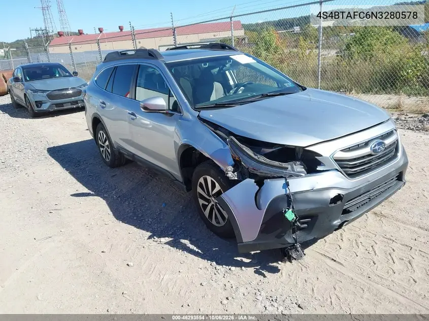 SUBARU OUTBACK 2022, VIN 4S4BTAFC6N3280578