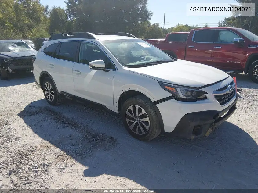 SUBARU OUTBACK 2022, VIN 4S4BTADCXN3104071