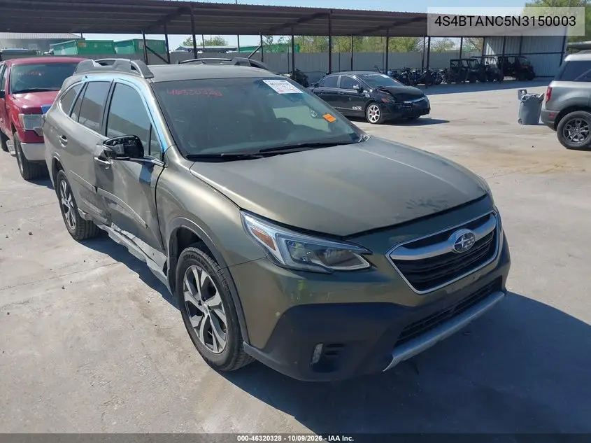 SUBARU OUTBACK 2022, VIN 4S4BTANC5N3150003
