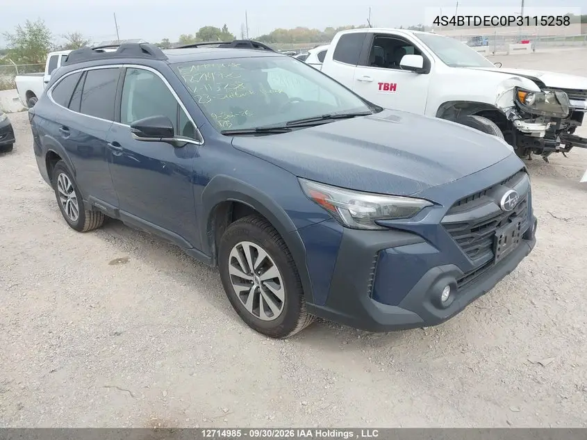 SUBARU OUTBACK 2023, VIN 4S4BTDEC0P3115258