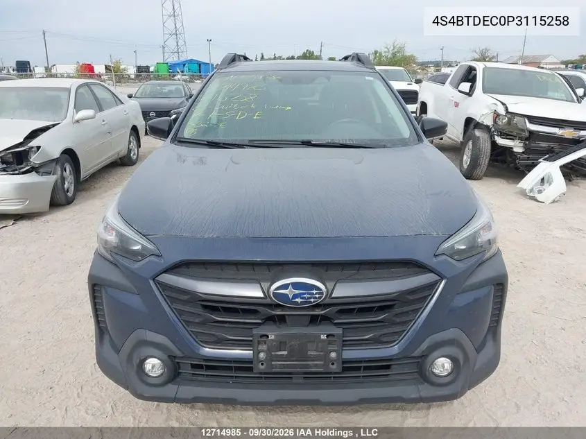 2023 SUBARU OUTBACK VIN 4S4BTDEC0P3115258 — фото 12