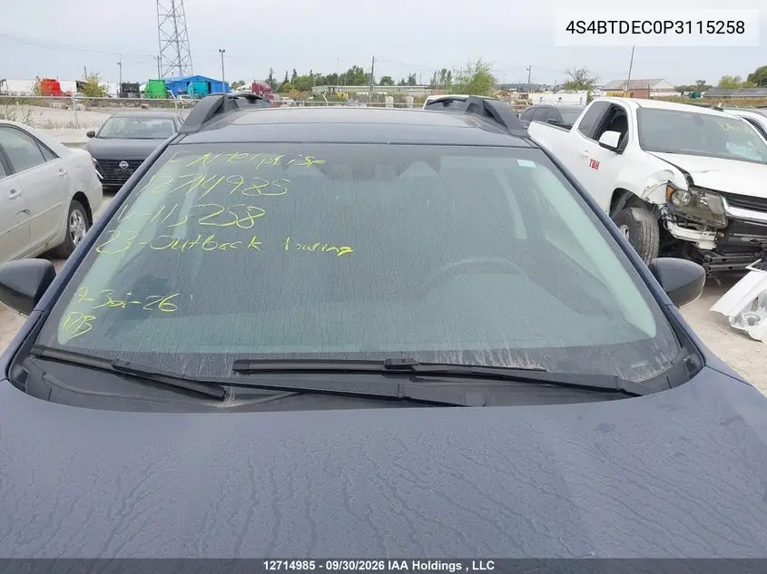 2023 SUBARU OUTBACK VIN 4S4BTDEC0P3115258 — фото 17