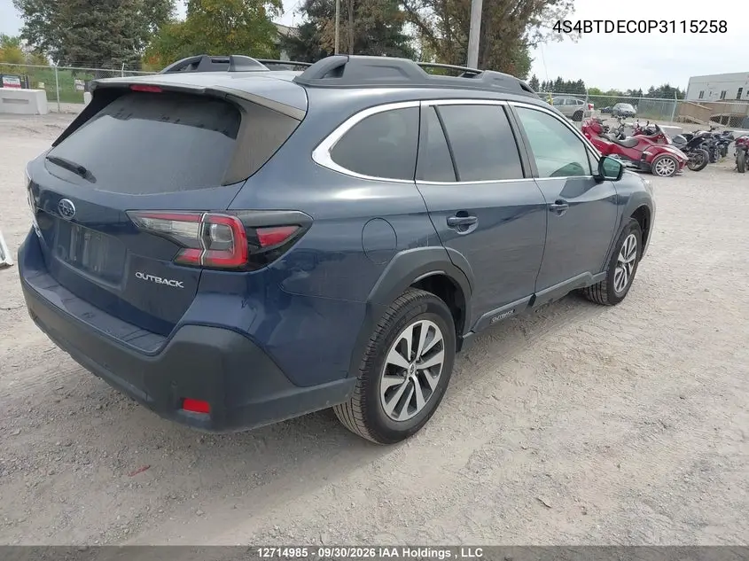 2023 SUBARU OUTBACK VIN 4S4BTDEC0P3115258 — фото 4
