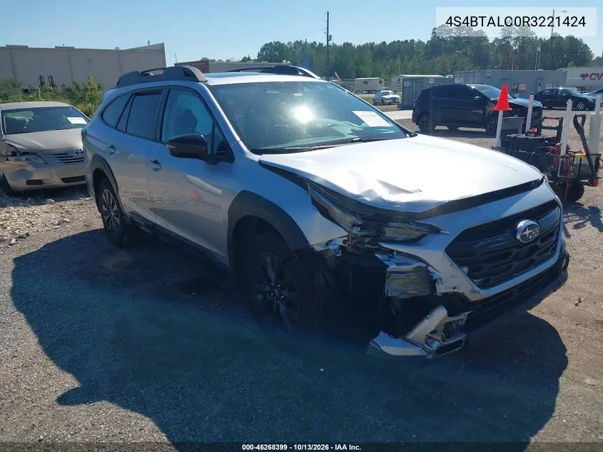 SUBARU OUTBACK 2024, VIN 4S4BTALC0R3221424