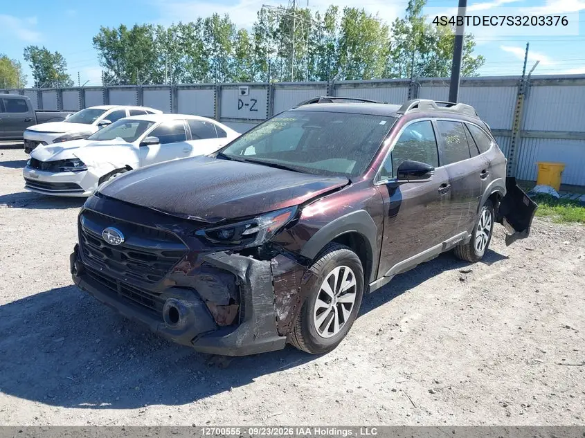 2025 SUBARU OUTBACK VIN 4S4BTDEC7S3203376 — фото 2