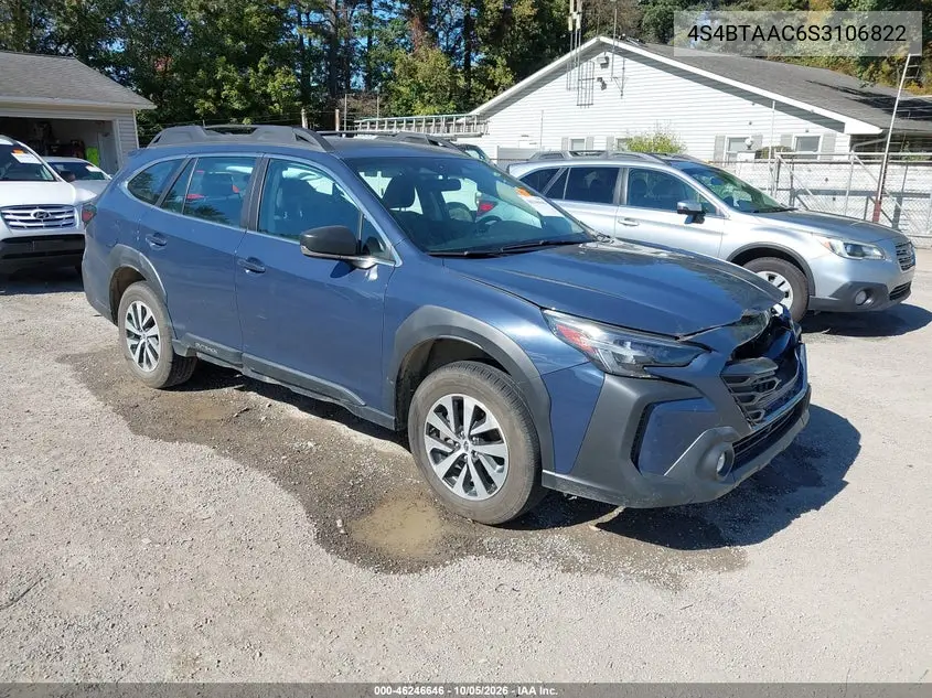 SUBARU OUTBACK 2025, VIN 4S4BTAAC6S3106822