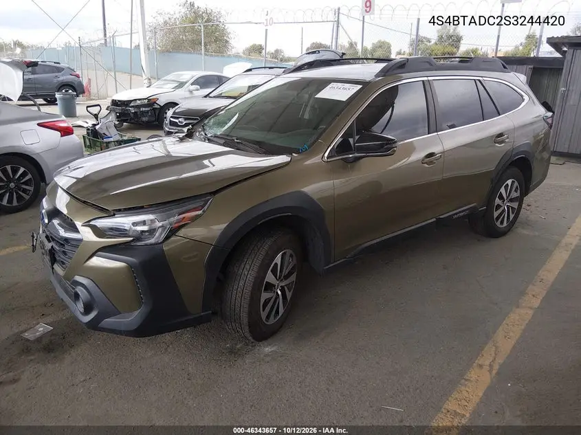 2025 SUBARU OUTBACK VIN 4S4BTADC2S3244420 — фото 2