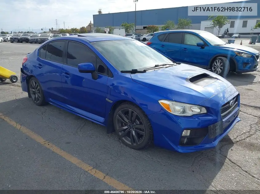 SUBARU WRX 2017, VIN JF1VA1F62H9832716