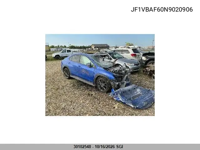 SUBARU WRX 2022, VIN JF1VBAF60N9020906