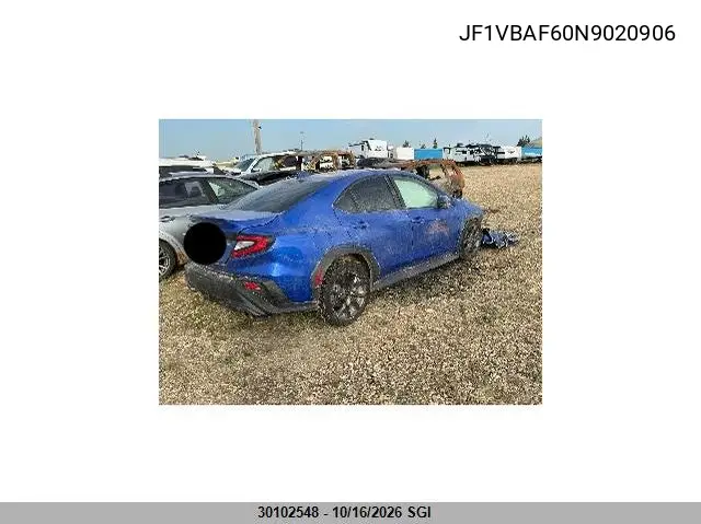 2022 SUBARU WRX VIN JF1VBAF60N9020906 — фото 3