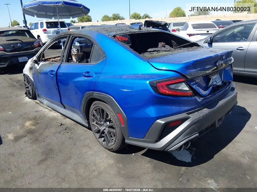 2022 SUBARU WRX VIN JF1VBAN64N8030023 — фото 3