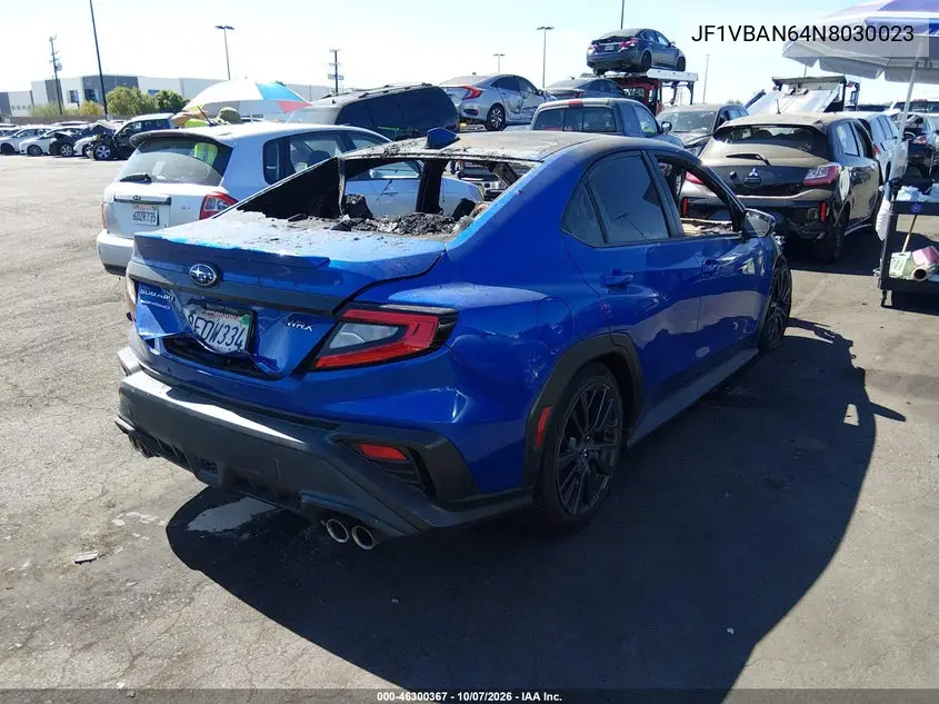 2022 SUBARU WRX VIN JF1VBAN64N8030023 — фото 4
