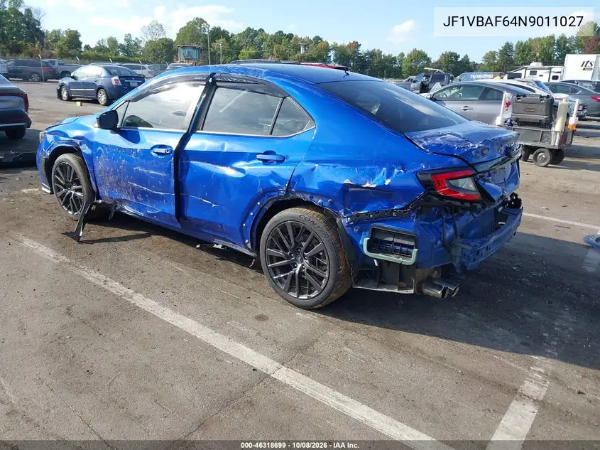 2022 SUBARU WRX VIN JF1VBAF64N9011027 — фото 3