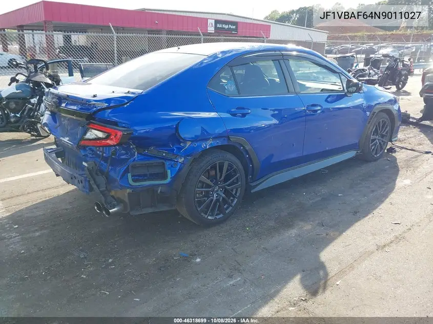 2022 SUBARU WRX VIN JF1VBAF64N9011027 — фото 4