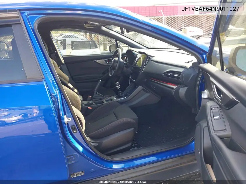 2022 SUBARU WRX VIN JF1VBAF64N9011027 — фото 5