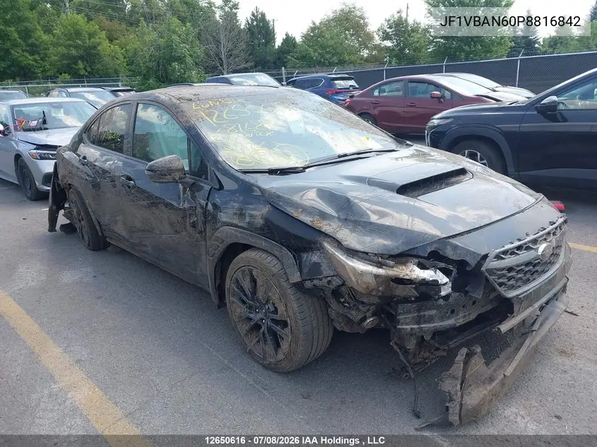 SUBARU WRX 2023, VIN JF1VBAN60P8816842