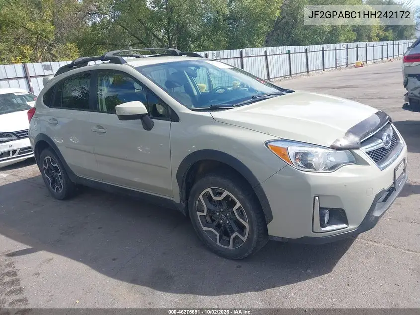 SUBARU XV 2017, VIN JF2GPABC1HH242172