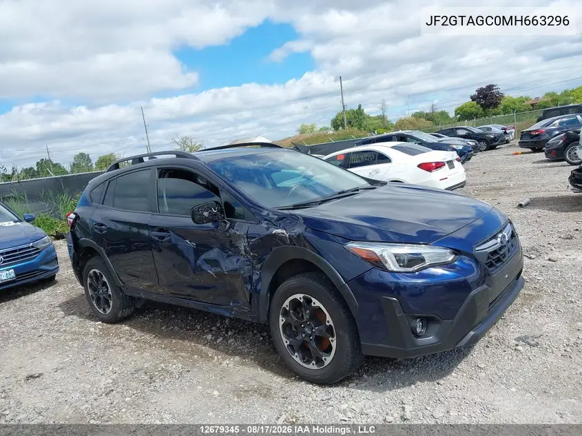 SUBARU XV 2021, VIN JF2GTAGC0MH663296