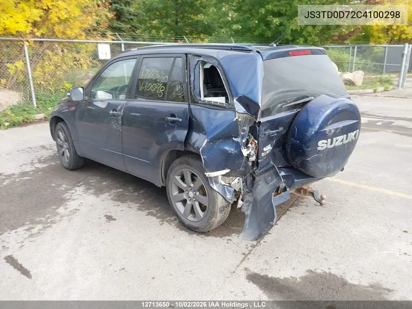 2012 SUZUKI GRAND VITARA VIN JS3TD0D72C4100298 — фото 3