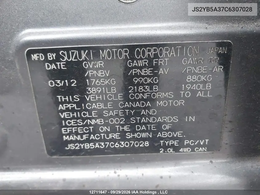 2012 SUZUKI SX4 VIN JS2YB5A37C6307028 — фото 18