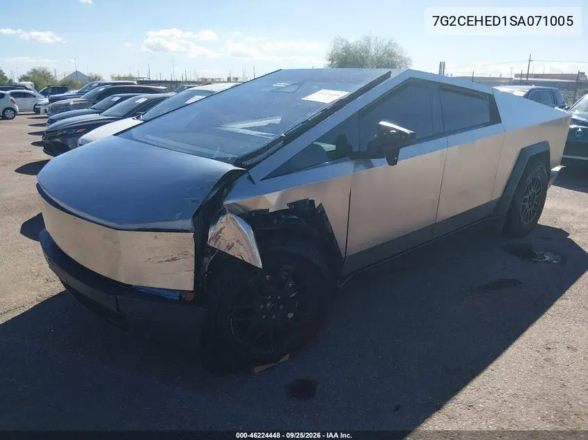 2025 TESLA CYBERTRUCK VIN 7G2CEHED1SA071005 — фото 2