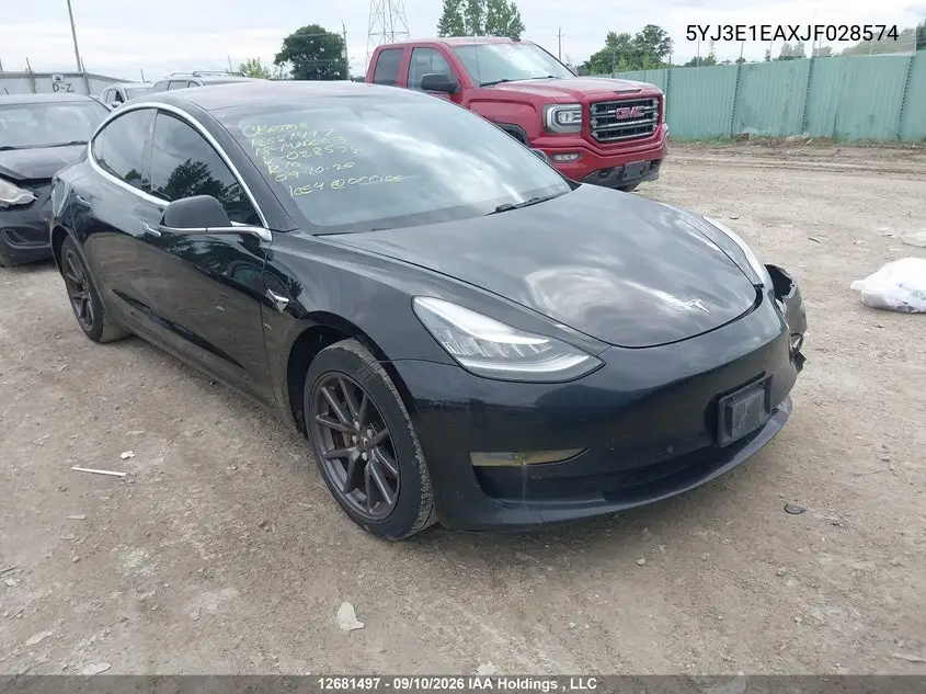TESLA MODEL 3 2018, VIN 5YJ3E1EAXJF028574