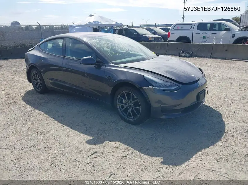 TESLA MODEL 3 2018, VIN 5YJ3E1EB7JF126860