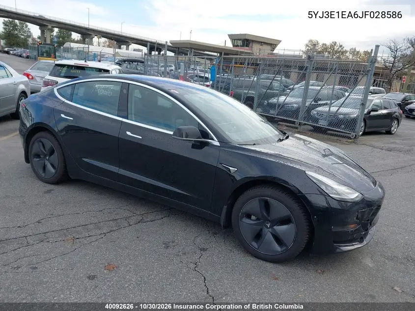 TESLA MODEL 3 2018, VIN 5YJ3E1EA6JF028586