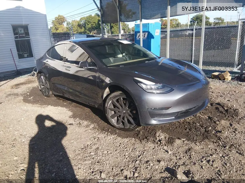 TESLA MODEL 3 2018, VIN 5YJ3E1EA1JF003353