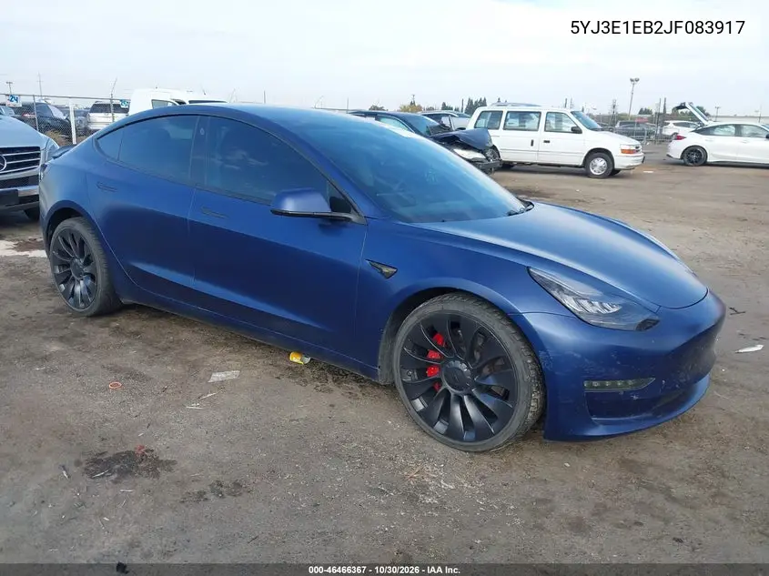TESLA MODEL 3 2018, VIN 5YJ3E1EB2JF083917