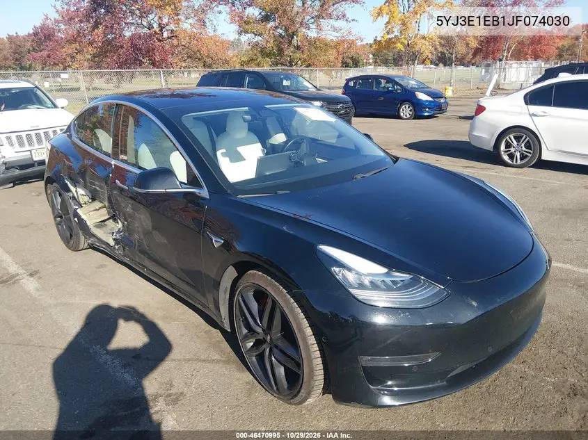 TESLA MODEL 3 2018, VIN 5YJ3E1EB1JF074030