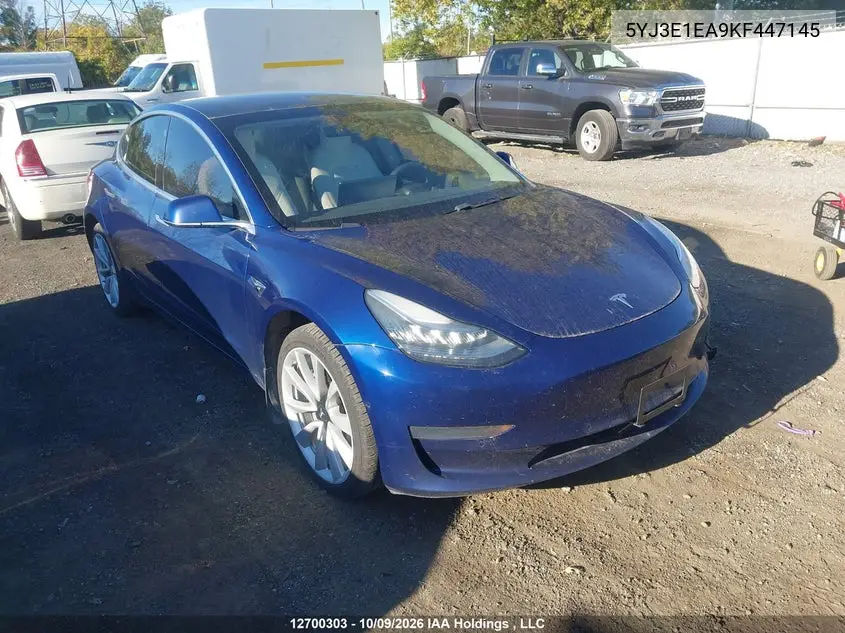 TESLA MODEL 3 2019, VIN 5YJ3E1EA9KF447145