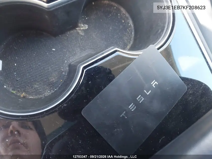 TESLA MODEL 3 2019, VIN 5YJ3E1EB7KF208623