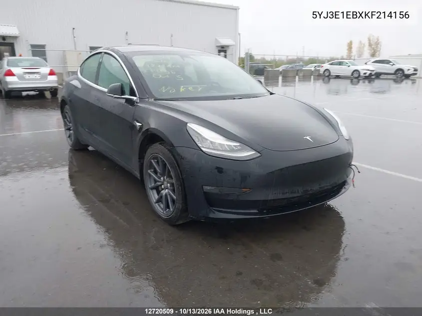TESLA MODEL 3 2019, VIN 5YJ3E1EBXKF214156