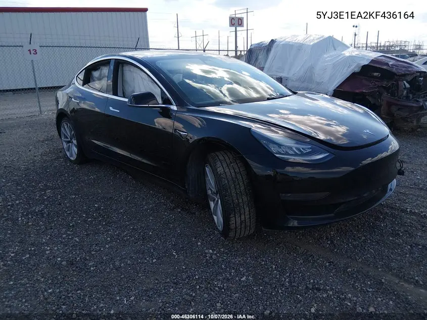 TESLA MODEL 3 2019, VIN 5YJ3E1EA2KF436164