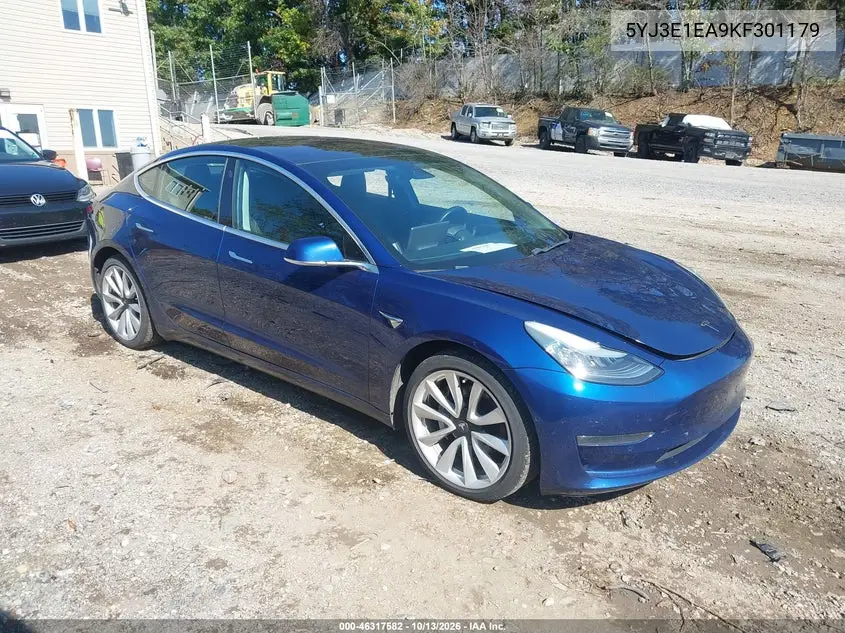 TESLA MODEL 3 2019, VIN 5YJ3E1EA9KF301179