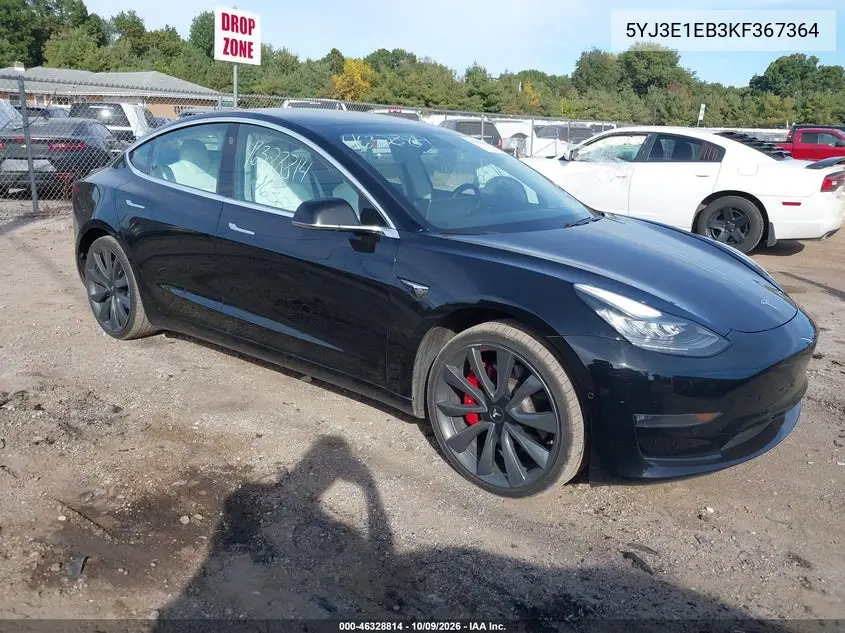 TESLA MODEL 3 2019, VIN 5YJ3E1EB3KF367364