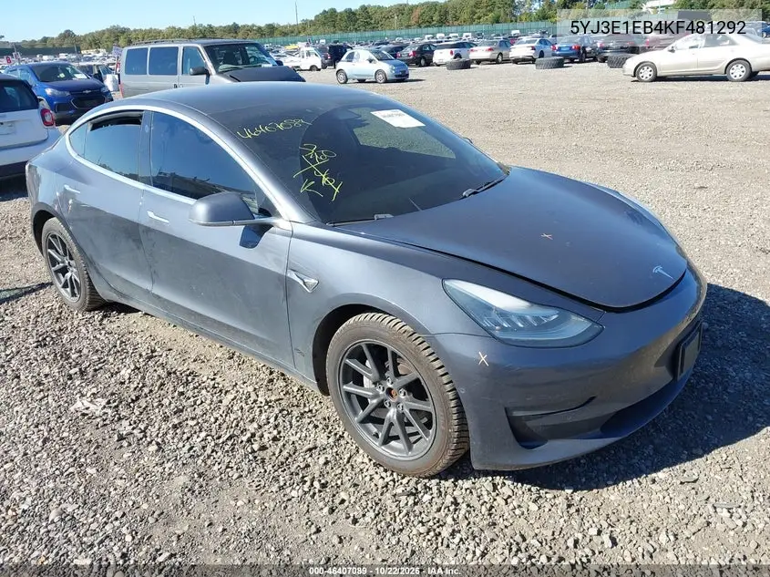 TESLA MODEL 3 2019, VIN 5YJ3E1EB4KF481292