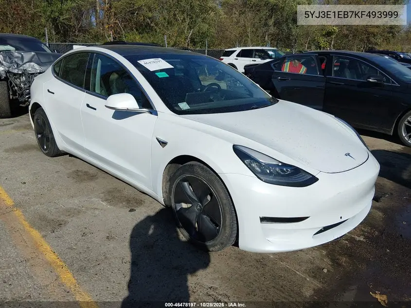 TESLA MODEL 3 2019, VIN 5YJ3E1EB7KF493999