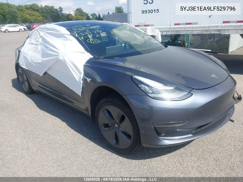 TESLA MODEL 3 2020, VIN 5YJ3E1EA9LF529796