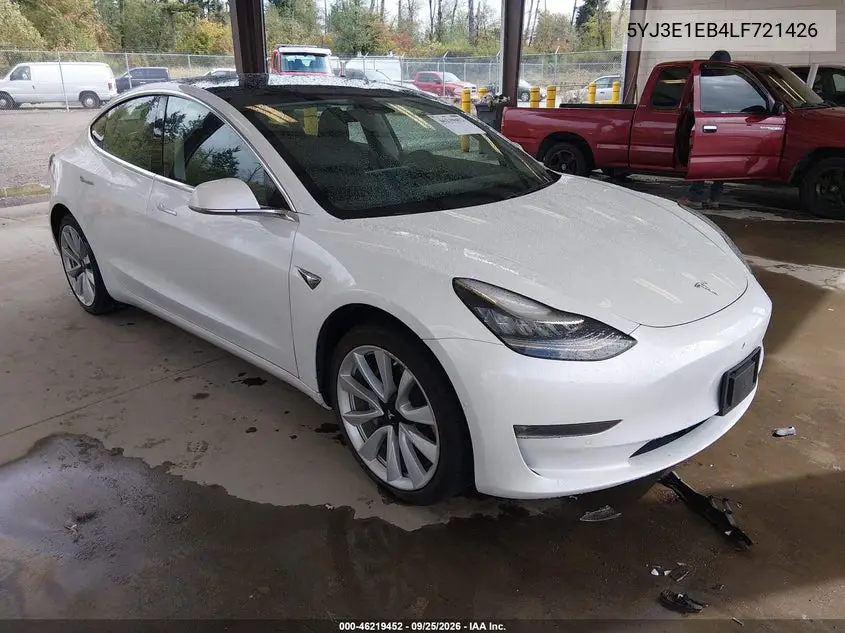 TESLA MODEL 3 2020, VIN 5YJ3E1EB4LF721426