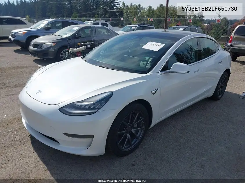 2020 TESLA MODEL 3 VIN 5YJ3E1EB2LF650730 — фото 2