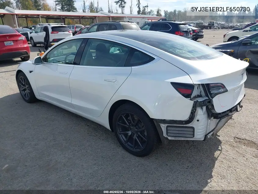 2020 TESLA MODEL 3 VIN 5YJ3E1EB2LF650730 — фото 3