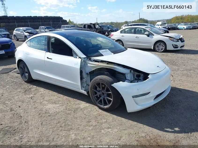TESLA MODEL 3 2020, VIN 5YJ3E1EA5LF660143