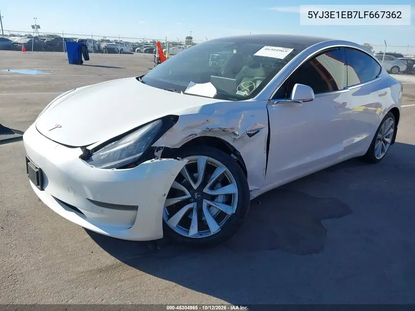 2020 TESLA MODEL 3 VIN 5YJ3E1EB7LF667362 — фото 2