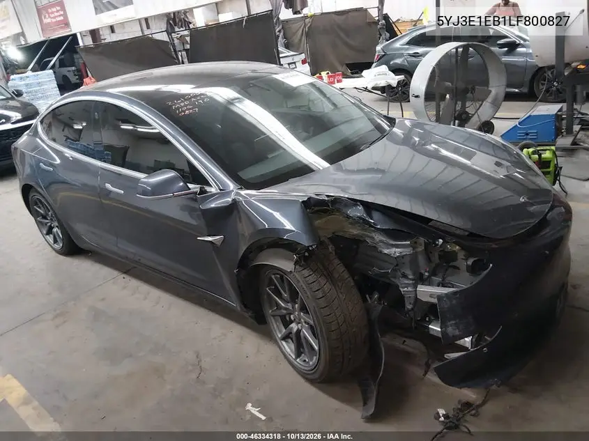 TESLA MODEL 3 2020, VIN 5YJ3E1EB1LF800827