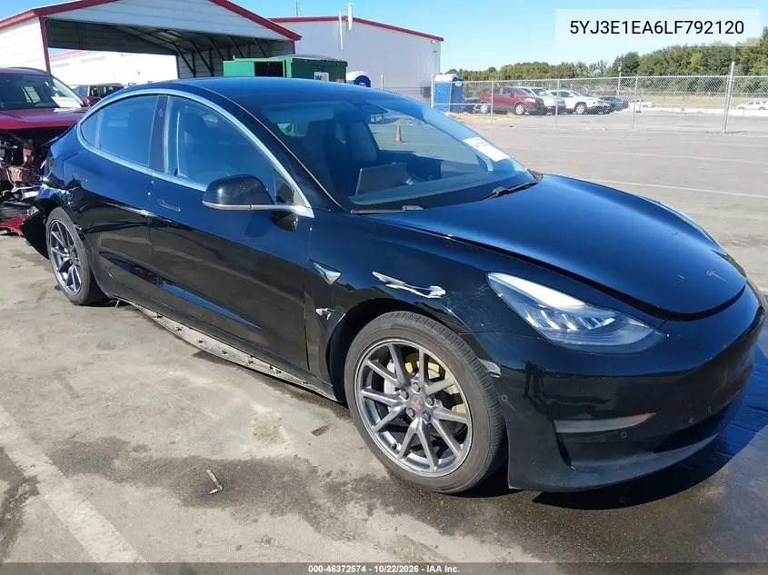 TESLA MODEL 3 2020, VIN 5YJ3E1EA6LF792120