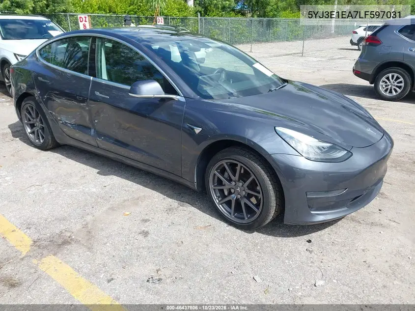 TESLA MODEL 3 2020, VIN 5YJ3E1EA7LF597031