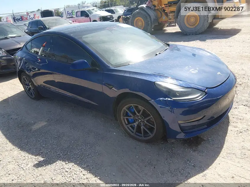 TESLA MODEL 3 2021, VIN 5YJ3E1EBXMF902287